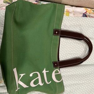 Vintage, Kate, spade, canvas, tote in  green